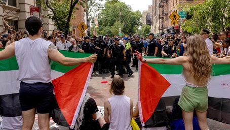 Anti-Israel agitators vandalize and destroy floats, block route at New York Pride parade