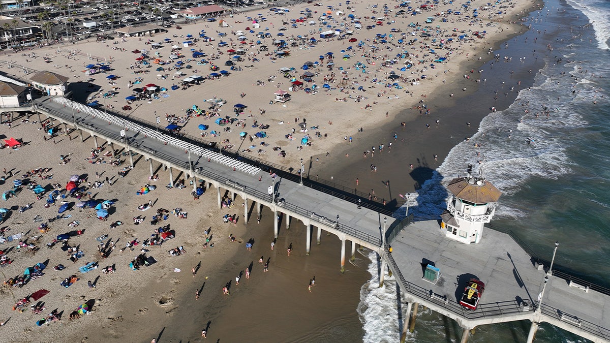 Large crowds celebrate Independence Day in Huntington Beach, California, on July 4, 2023.